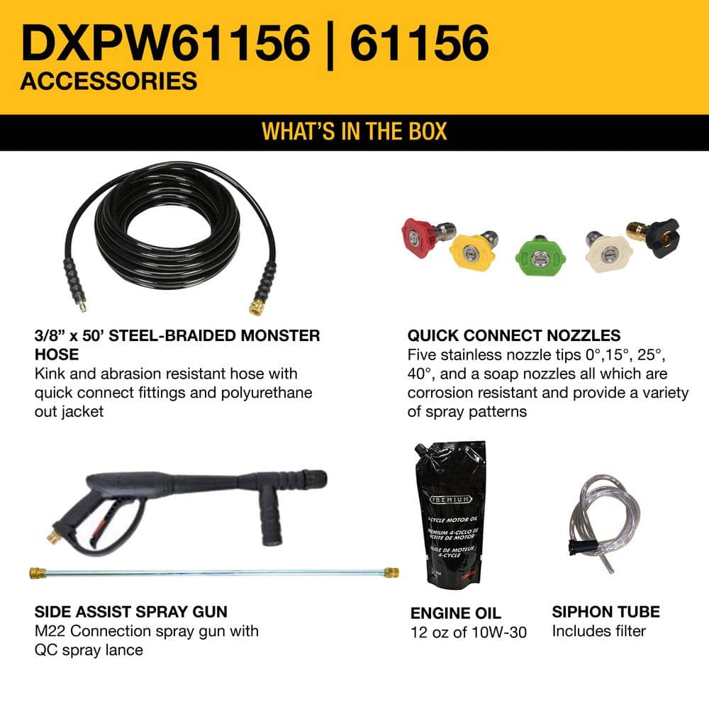 DEWALT 4400 PSI 4.0 GPM Gas Cold Water Pressure Washer with 420cc Engine DXPW61156 - Image 8