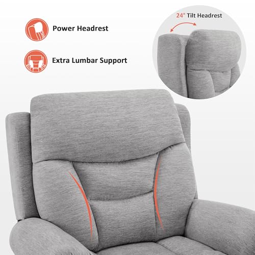 MCombo Triple Motor Power Lift Recliner Chair with Massage and Lumbar&seat Heating, Rolled Arms, Adjustable Headrest for Elderly People, Fabric 7888 (Coffee, Medium) - Image 24