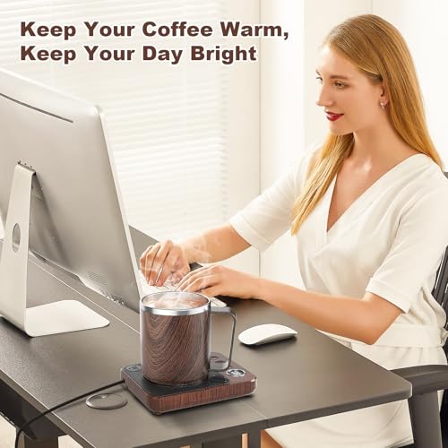 Coffee Mug Warmer & Mug Set for Desk, Electric Coffee Cup Warmer with 16oz Heated Mug, Smart Coffee Heater with Auto Shut Off for Office/Home, Christmas/Birthday/Coffee Gifts for Men & Women,Black - Image 12