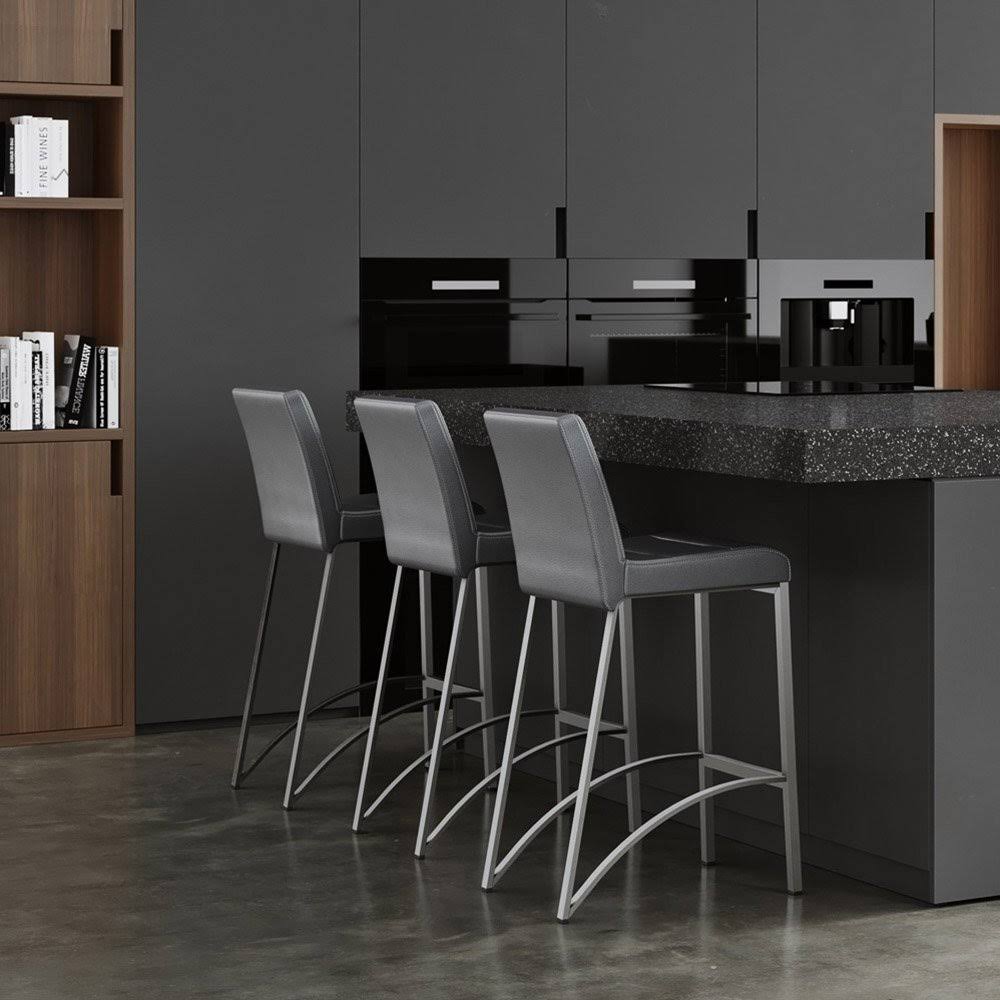 Zuri Furniture Lynx Counter Height Contemporary Bar Stool with Metal Base – Black - Image 4