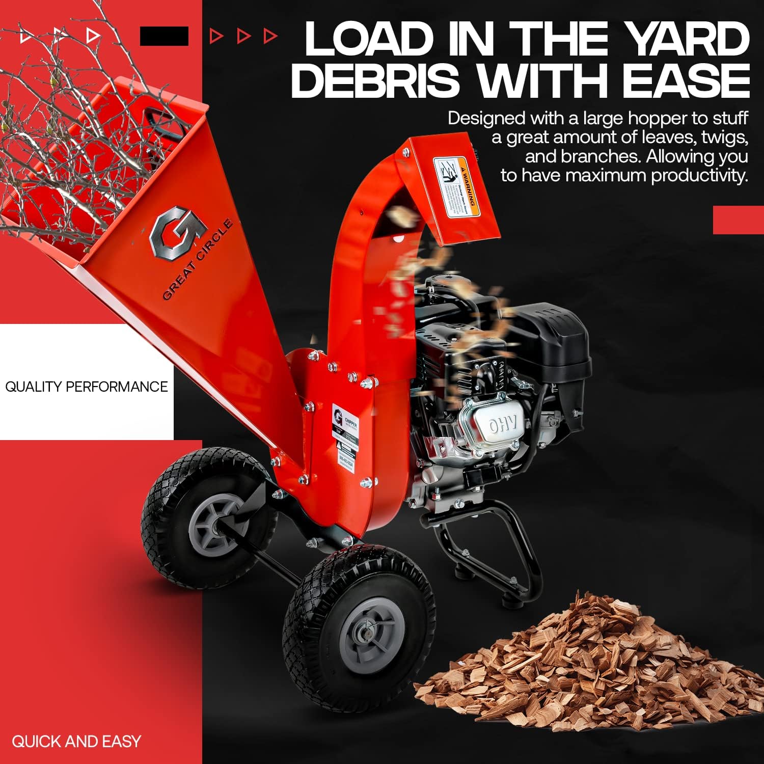 GreatCircleUSA Mini Wood Chipper Shredder Mulcher Ultra Duty 7 HP Gas Powered 3 Inch Max Wood Capacity EPA/CARB Certified Aids in Fire Prevention and Building Firebreaks - Image 5