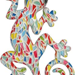 Lizard Wall Art Statue,Resin Gecko Wall Art Figurine Mexican Outdoor Reptile Wall Decor Lizard Wall Sculptures Statues for Farmhouse Porch Patio Lawn Fence (LM9001A-1)