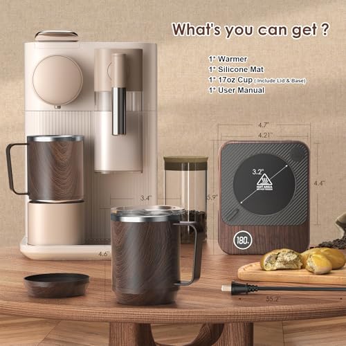 Coffee Mug Warmer & Mug Set for Desk, Electric Coffee Cup Warmer with 16oz Heated Mug, Smart Coffee Heater with Auto Shut Off for Office/Home, Christmas/Birthday/Coffee Gifts for Men & Women,Black - Image 15