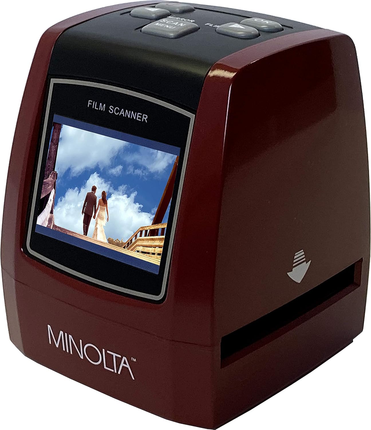 MINOLTA Film & Slide Scanner, Convert Color & B&W 35mm, 126, 110 Negative & Slides, Super 8 Films to 22MP JPEG Digital Photos, 16GB SD Card, Worldwide (Red) - Image 4