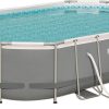 Bestway 56655E Power Steel 16ft x 10ft x 42in Outdoor Oval Frame Above Ground Swimming Pool Set with 1000 GPH Cartridge Filter Pump, Ladder, and Cover